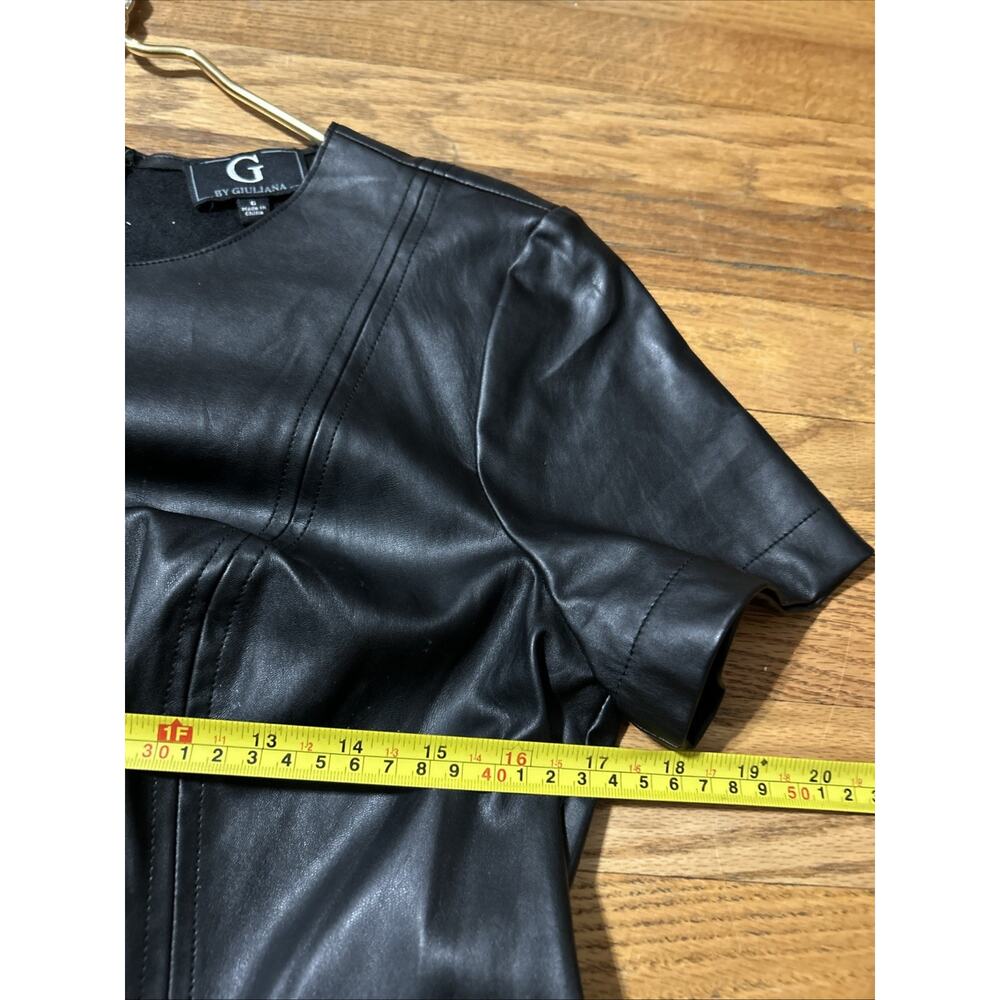 G By Giuliana Faux Leather Dress Women's Size 6 Minimalist 90s Corporate Modern - Picture 5 of 6